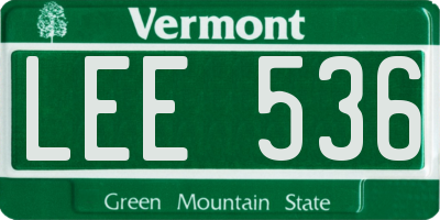 VT license plate LEE536