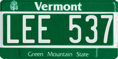 VT license plate LEE537