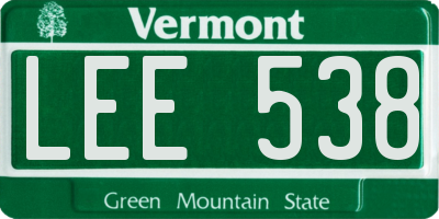VT license plate LEE538
