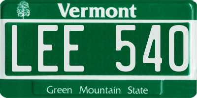 VT license plate LEE540