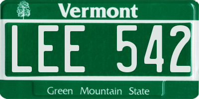 VT license plate LEE542