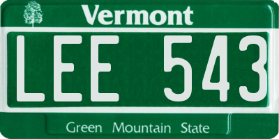 VT license plate LEE543