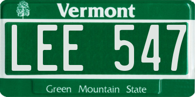 VT license plate LEE547
