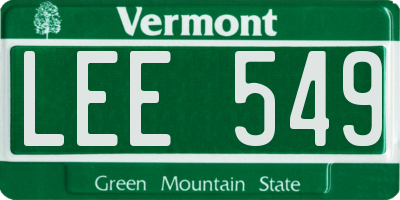 VT license plate LEE549