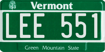 VT license plate LEE551