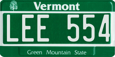 VT license plate LEE554