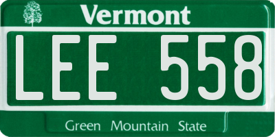 VT license plate LEE558
