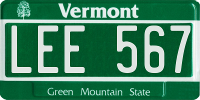 VT license plate LEE567