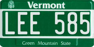 VT license plate LEE585
