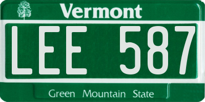 VT license plate LEE587