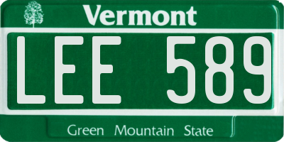 VT license plate LEE589