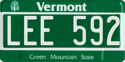 VT license plate LEE592