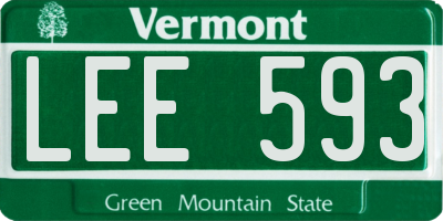 VT license plate LEE593