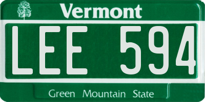 VT license plate LEE594