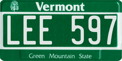 VT license plate LEE597