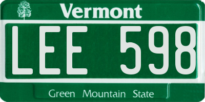 VT license plate LEE598
