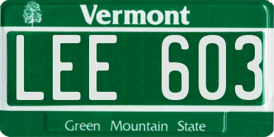VT license plate LEE603