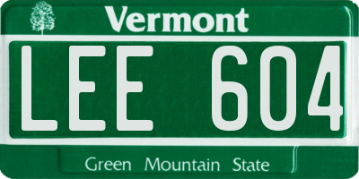 VT license plate LEE604
