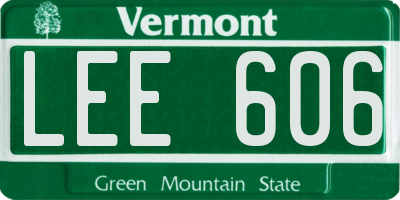 VT license plate LEE606