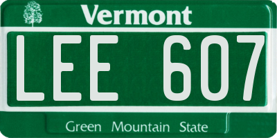 VT license plate LEE607