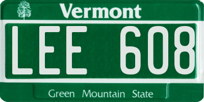 VT license plate LEE608