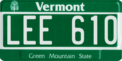 VT license plate LEE610