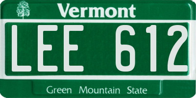 VT license plate LEE612