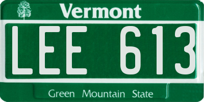 VT license plate LEE613