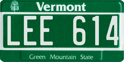 VT license plate LEE614