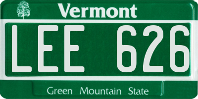 VT license plate LEE626