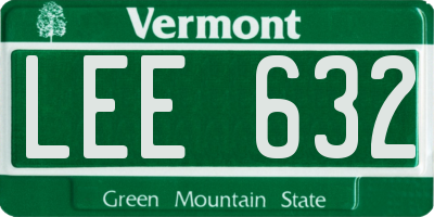 VT license plate LEE632