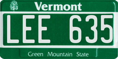VT license plate LEE635