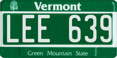 VT license plate LEE639