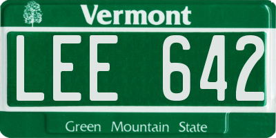 VT license plate LEE642