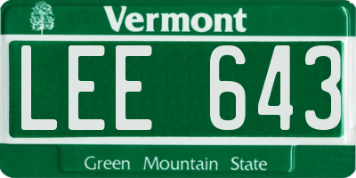 VT license plate LEE643