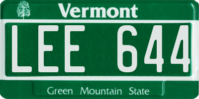 VT license plate LEE644