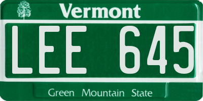 VT license plate LEE645