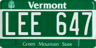 VT license plate LEE647