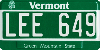 VT license plate LEE649