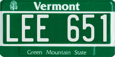 VT license plate LEE651