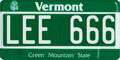 VT license plate LEE666