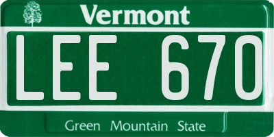 VT license plate LEE670
