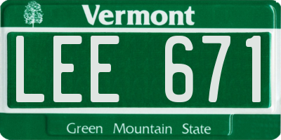VT license plate LEE671