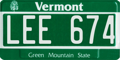 VT license plate LEE674