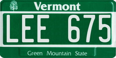 VT license plate LEE675