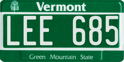 VT license plate LEE685