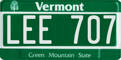 VT license plate LEE707