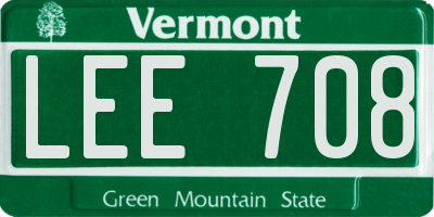 VT license plate LEE708