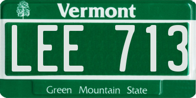 VT license plate LEE713