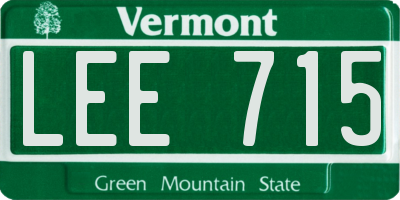 VT license plate LEE715